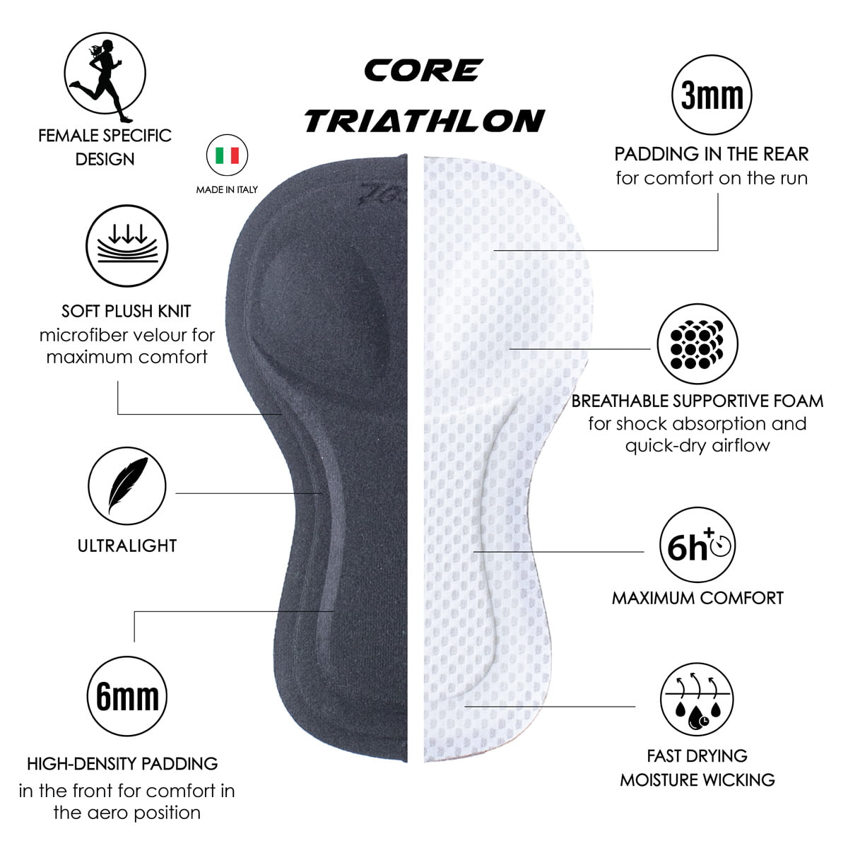 Zoot Sports TRI SHORTS 6" INSEAM Women's Core Tri 6" Short - Jet Black