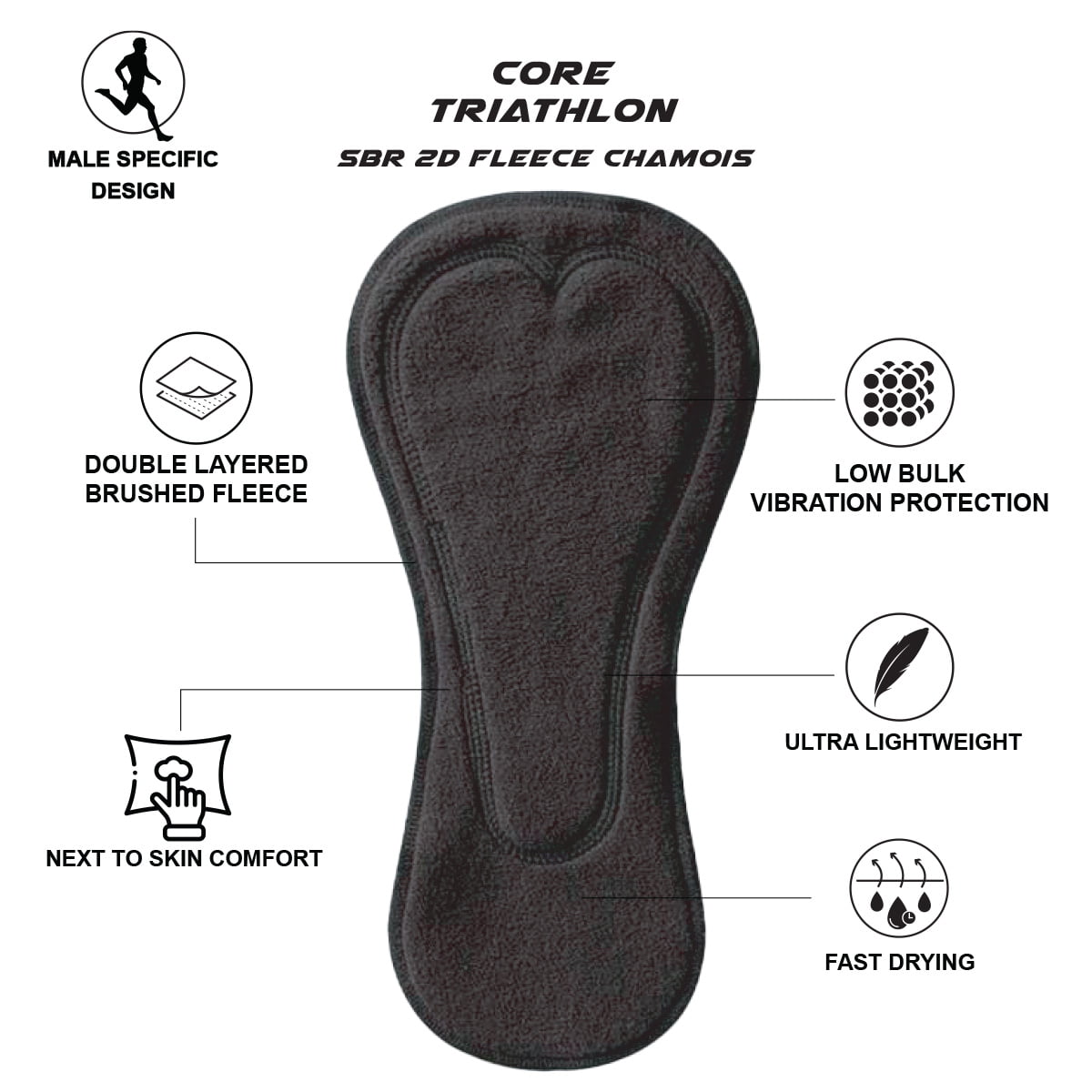 Zoot Sports TRI SHORTS 7" INSEAM Men's Core Tri 7" Fleece Chamois Short - Jet Black