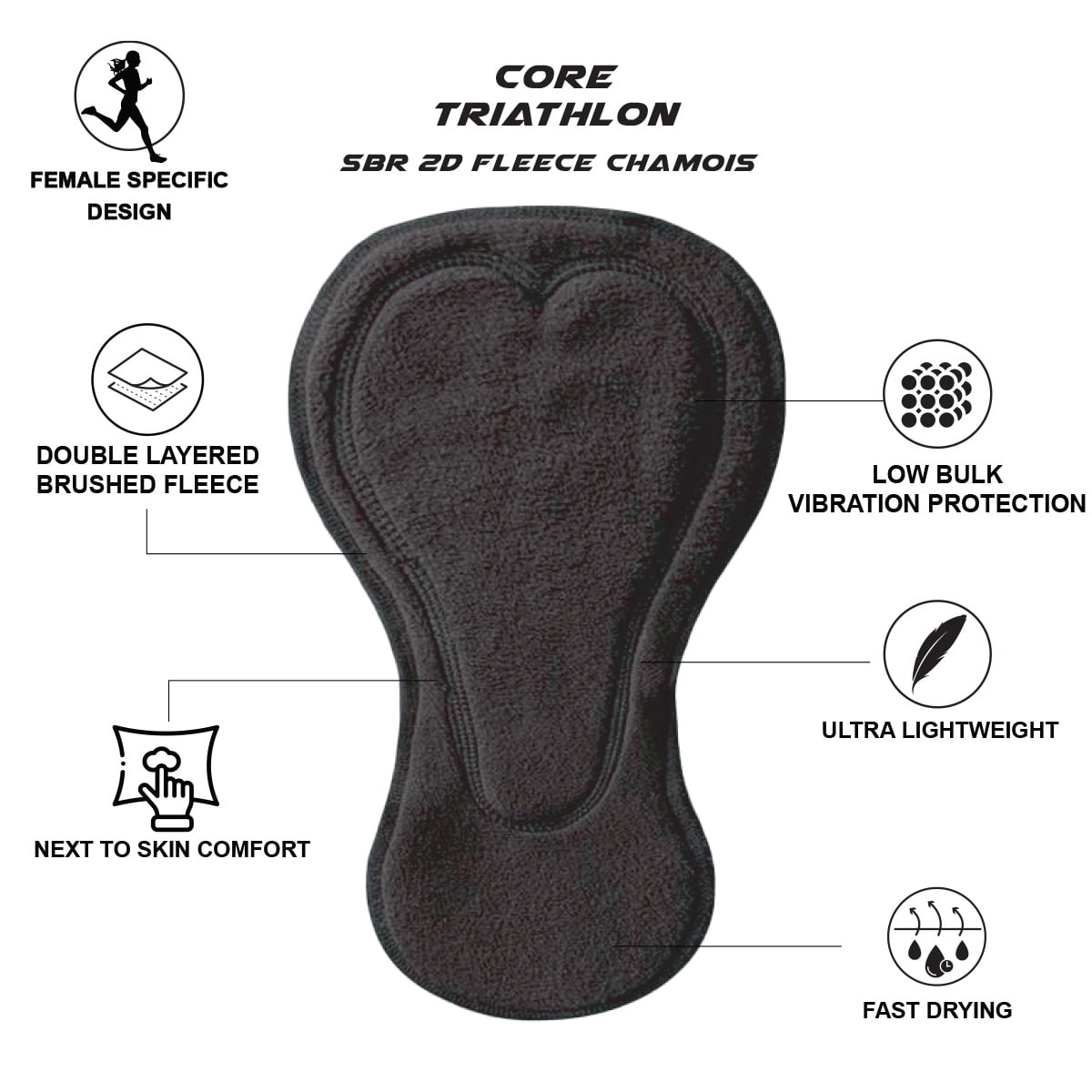 Zoot Sports TRI SHORTS 8" INSEAM Women's Core Tri 8" Fleece Chamois Short - Jet Black