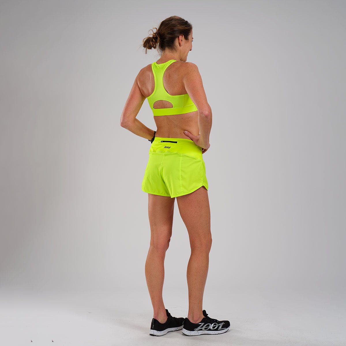 RUNNER ISLAND Womens Neon Yellow Sports Bra Hoodie High Support, Crop Top,  Strappy, and Padded at  Women's Clothing store