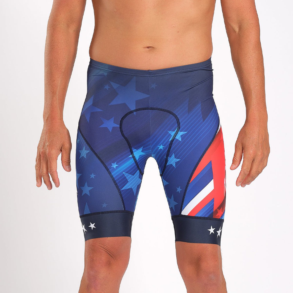 Red white and blue bib online shorts