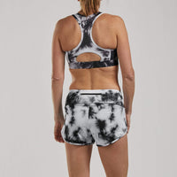 Zoot Sports RUN BOTTOMS WOMENS LTD RUN 3" SHORT - BLACK TIE DYE