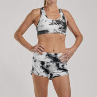 Zoot Sports RUN BOTTOMS WOMENS LTD RUN 3" SHORT - BLACK TIE DYE