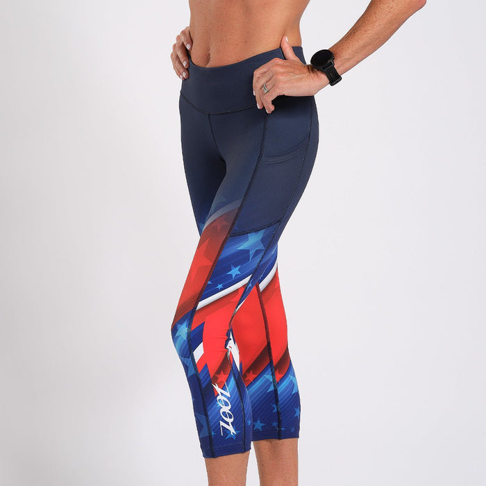 Zoot Sports RUN BOTTOMS WOMENS LTD RUN PULSE CAPRI - TEAM USA