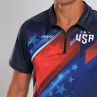 Zoot Sports RUN TOPS MENS LTD ZIP POLO SHIRT - TEAM USA