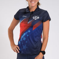 Zoot Sports RUN TOPS WOMENS LTD ZIP POLO SHIRT - TEAM USA